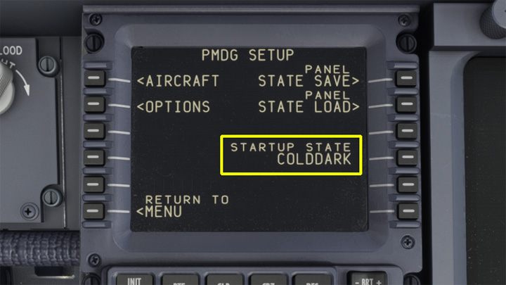 Domyślny status samolotu będzie widoczny na FMC - PMDG 737: Panel State - stan gotowości samolotu (PMDG Setup) - Microsoft Flight Simulator 2020 - poradnik do gry