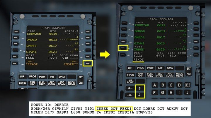 Wprowadzenia punktu INBED należy jeszcze potwierdzić przyciskiem INSERT* - Flight Simulator: Komputer pokładowy MCDU - jak zaprogramować? - Microsoft Flight Simulator 2020 - poradnik do gry