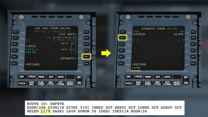 Aby wprowadzić korytarz powietrzny, ponownie należy wybrać opcję AIRWAYS - Flight Simulator: Komputer pokładowy MCDU - jak zaprogramować? - Microsoft Flight Simulator 2020 - poradnik do gry