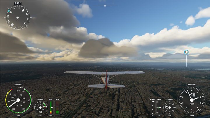 Sterowanie samolotu z widoku zewnętrznego ułatwia interfejs ekranu - HUD - Flight Simulator: Porady na start - Microsoft Flight Simulator 2020 - poradnik do gry
