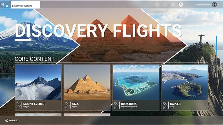 Wybierzcie interesujące Was miejsce klikając na odpowiedni obrazek - Flight Simulator: Tryby rozgrywki - Microsoft Flight Simulator 2020 - poradnik do gry
