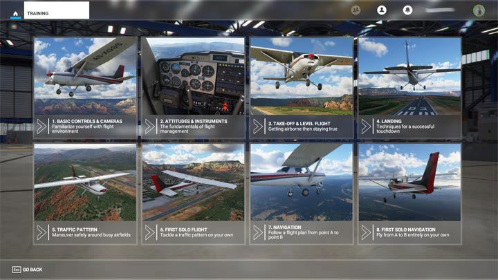 Szkolenia zawierają narrację instruktora omawiającego krok po kroku wszelkie czynności - Flight Simulator: Tryby rozgrywki - Microsoft Flight Simulator 2020 - poradnik do gry