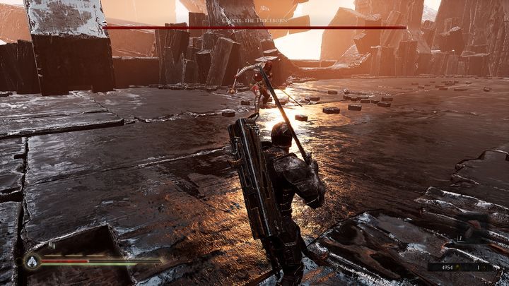 Jego 3 hit combo nieco się zmienia, ponownie wymachuje dwoma broniami, jednak trzeci atak wykona włócznią znad głowy - Mortal Shell: Crucix, the Twiceborn boss, jak pokonać - Mortal Shell - poradnik do gry