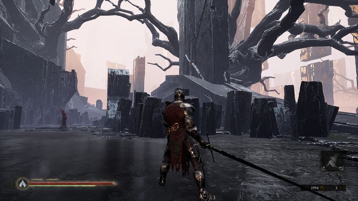 Po prawej stronie znajdują się spawny grzybów, natomiast po lewej stronie napotkasz kolejnych przeciwników - Mortal Shell: Seat of Infinity solucja, opis przejścia - Mortal Shell - poradnik do gry