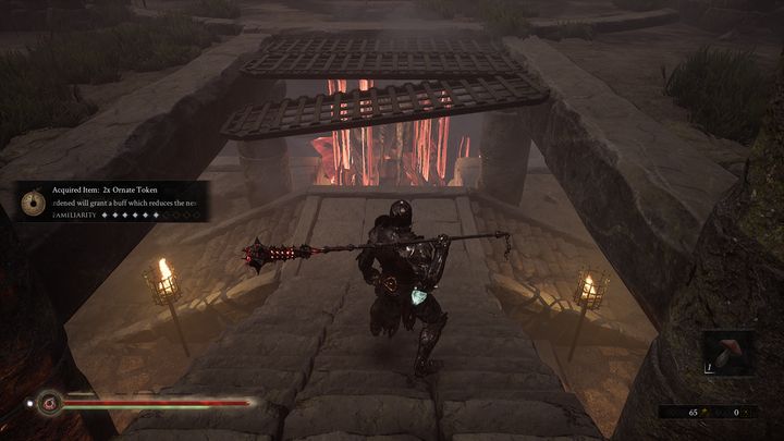 Na dole znajdziesz skrzynię, w której znajduje się 2x Mortal Token oraz Extracted Tar - Mortal Shell: Shrine of Ash solucja, opis przejścia - Mortal Shell - poradnik do gry
