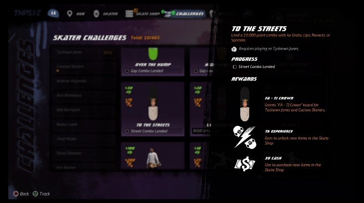 Każda postać dostępna w grze ma swoje wyzwania - Tony Hawks Pro Skater 1+2: Tyshawn Jones - umiejętności, wyzwania - Tony Hawks Pro Skater 1+2 - poradnik do gry