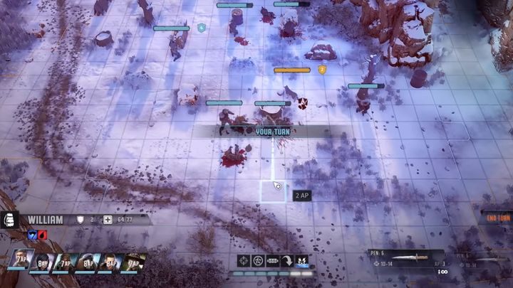Na pole walki nakładana jest siatka, składająca się z kwadratów - Wasteland 3: Walka - tury, drużyna, system osłon - Wasteland 3 - poradnik do gry