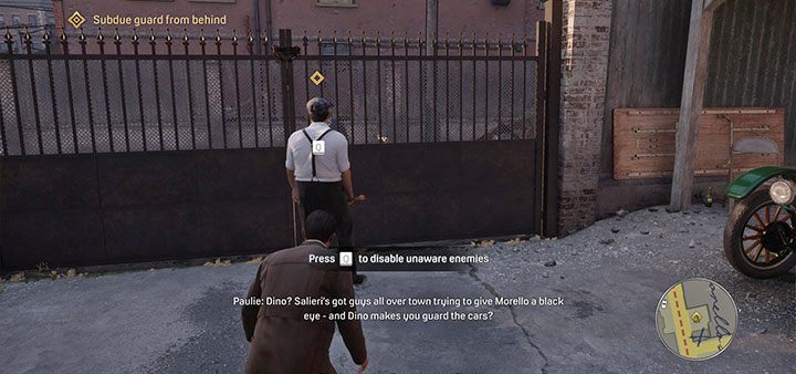 Zaczekaj aż Paulie odwróci uwagę strażnika z parkingu - Mafia Definitive Edition: Imprezka u Mołotowa - solucja - Mafia 1 Definitive Edition - poradnik, solucja