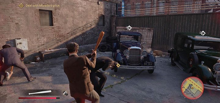 Z budynku wybiegną gangsterzy i jednego z nich musisz pokonać w walce wręcz - Mafia Definitive Edition: Imprezka u Mołotowa - solucja - Mafia 1 Definitive Edition - poradnik, solucja