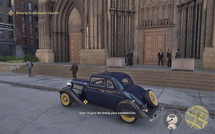 Powróć na podwórze i spotkaj się z Samem przy samochodzie - Mafia Definitive Edition: Święty i grzesznik - solucja - Mafia 1 Definitive Edition - poradnik, solucja