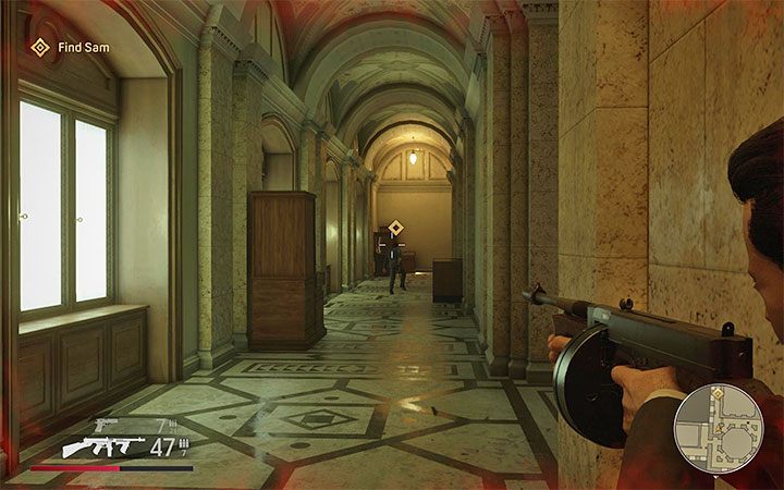 Po tym jak dościgniesz Sama zaczekaj na dobry moment żeby wychylić się zza zasłony i go ostrzelać - Mafia Definitive Edition: Śmierć sztuki - solucja - Mafia 1 Definitive Edition - poradnik, solucja
