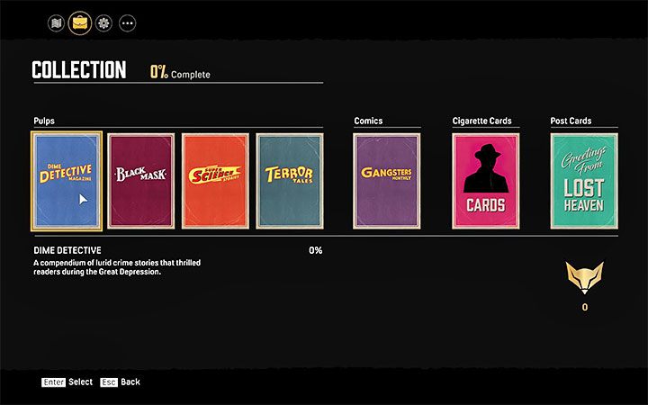 Wszystkie sekrety są przechowywane w jednej z zakładek menu pauzy - Mafia Definitive Edition: Rodzaje sekretów - Mafia 1 Definitive Edition - poradnik, solucja