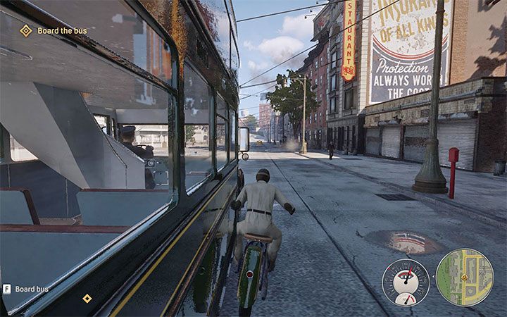 Tuż po rozpoczęciu misji zauważysz przejeżdżający autobus, który musisz dogonić - Mafia Definitive Edition: Moderate Velocity - solucja - Mafia 1 Definitive Edition - poradnik, solucja