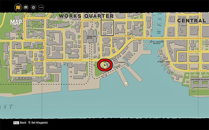 Magazyn leży na ziemi obok budki telefonicznej zlokalizowanej w pobliżu głównego wejścia na teren portu Harbor w dzielnicy Works Quarter - Mafia Definitive Edition: Magazyny Black Mask - sekret, znajdźka - Mafia 1 Definitive Edition - poradnik, solucja