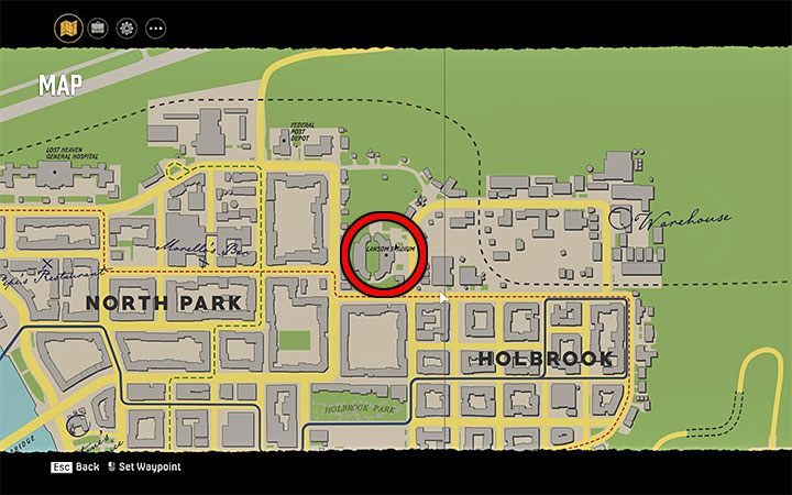 Magazyn ukryto przed jednej z zamkniętych bramek prowadzących na teren stadionu Lansom Stadium zlokalizowanego w północno-zachodniej części dzielnicy Holbrook - Mafia Definitive Edition: Magazyny Black Mask - sekret, znajdźka - Mafia 1 Definitive Edition - poradnik, solucja