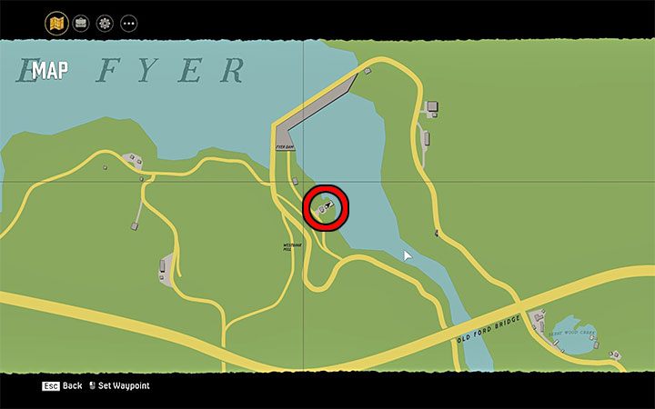 Magazyn leży na molo przy stanowisku wędkarskim na południe od zapory Fyer Dam na terenach wiejskich - Mafia Definitive Edition: Magazyny Terror Tales - sekret, znajdźka - Mafia 1 Definitive Edition - poradnik, solucja