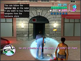 Zaraz po wyjściu z budynku Kena zobaczysz, jak jakiś samochód potrąca człowieka niosącego młotek - Jury Fury Ken Rosenberg - Grand Theft Auto: Vice City - poradnik do gry