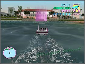 Masz na ogonie mnóstwo policji, do tego nad Twoją głową na pewno lata helikopter, więc nie zastanawiaj się za długo tylko od razu skieruj łódź w stronę willi (będzie na mapie) - The Fastest Boat Ricardo Diaz i Kent Paul - Grand Theft Auto: Vice City - poradnik do gry