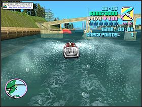 Będąc za mostem uważaj, by nie zakręcić motorówki za ostro - Stunt Boat Challenge - Bonus Umberto Robina - Grand Theft Auto: Vice City - poradnik do gry