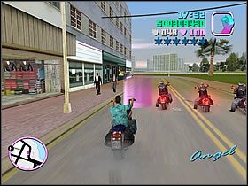 Musisz znaleźć motor o nazwie Angel (to ten wyglądający jak Harley) i ustawić się we wskazanym miejscu, obok reszty zawodników - Alloy Wheel of Steel - Bonus Mitch Baker - Grand Theft Auto: Vice City - poradnik do gry