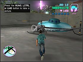 Nieopodal miejsca, gdzie zaczynasz misje, po lewo - znajdziesz helikopter - Marthas Mug Shot - Asset Film Studio - Grand Theft Auto: Vice City - poradnik do gry