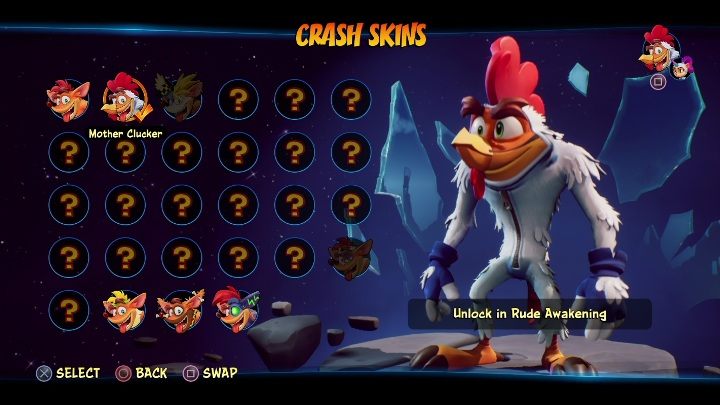 Sposób odblokowania: zdobycie 6 diamentów na poziomie Niegrzeczna pobudka - Crash 4: Crash - skórki, jak odblokować - Crash Bandicoot 4 - poradnik, solucja
