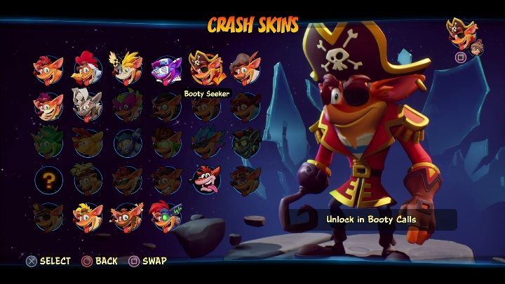 Sposób odblokowania: zdobycie 6 diamentów na poziomie Zew łupów - Crash 4: Crash - skórki, jak odblokować - Crash Bandicoot 4 - poradnik, solucja