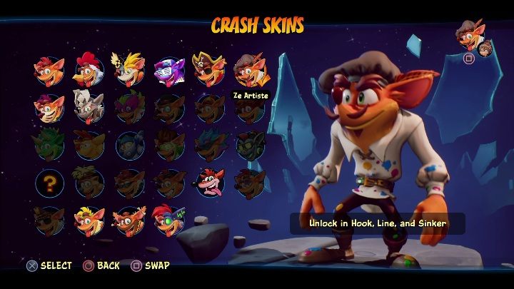 Sposób odblokowania: zdobycie 6 diamentów na poziomie Hak, linka i kotwica - Crash 4: Crash - skórki, jak odblokować - Crash Bandicoot 4 - poradnik, solucja