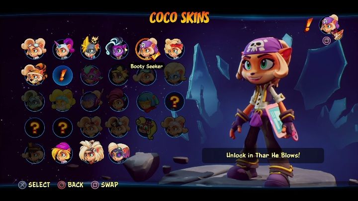 Sposób odblokowania: zdobycie 6 diamentów na poziomie Morska bryza - Crash 4: Coco - skórki, jak odblokować - Crash Bandicoot 4 - poradnik, solucja