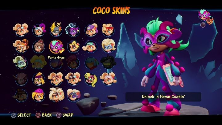 Sposób odblokowania: zdobycie 6 diamentów na poziomie Domowa kuchnia - Crash 4: Coco - skórki, jak odblokować - Crash Bandicoot 4 - poradnik, solucja
