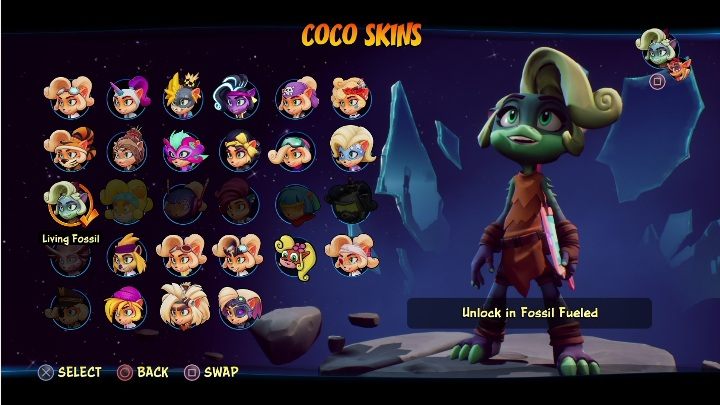 posób odblokowania: zdobycie 8 diamentów na poziomie Jurajski impuls - Crash 4: Coco - skórki, jak odblokować - Crash Bandicoot 4 - poradnik, solucja