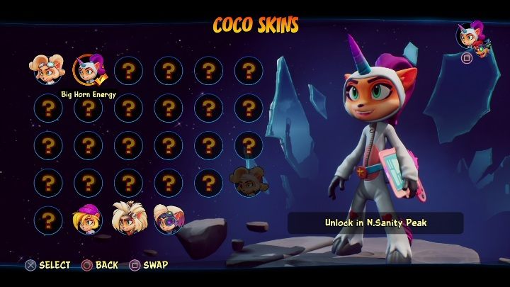 Wykonując poszczególne mapy możesz odblokować specjalne stroje dla swojej postaci - Crash 4: Coco - poziomy, umiejętności - Crash Bandicoot 4 - poradnik, solucja
