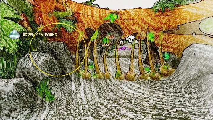 Ukryty diament znajdziesz po lewej stronie drogi, zaraz za ucieczką przed dinozaurem - Crash 4: Diamenty (Poziomy Na Odwrót) - lista, lokalizacja - Crash Bandicoot 4 - poradnik, solucja