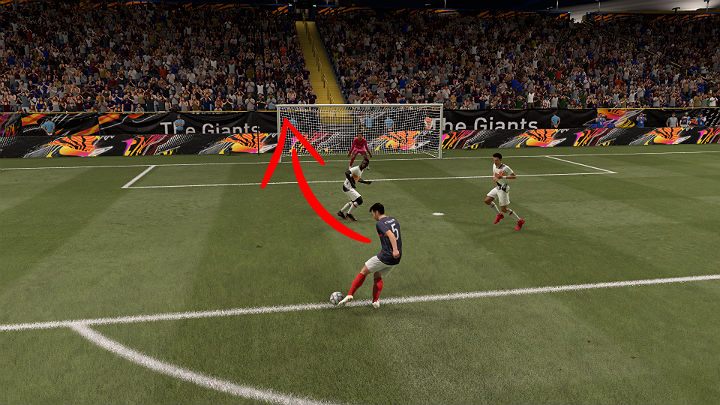 Strzały finezyjne najlepiej oddawać mocniejszą nogą zawodnika jeśli nie posiada on 4 lub 5 gwiazdek słabszej nogi - FIFA 21: Strzały na bramkę - FIFA 21 - poradnik do gry
