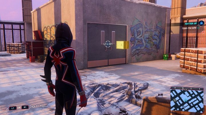 W tej dzielnicy do wykonania jest 1 misja poboczna z aplikacji MSMZS - Dobra materialne (Matter up) - Spider-Man Miles Morales: Hells Kitchen - mapa, znajdźki, lokacje - Spider-Man Miles Morales - poradnik, solucja