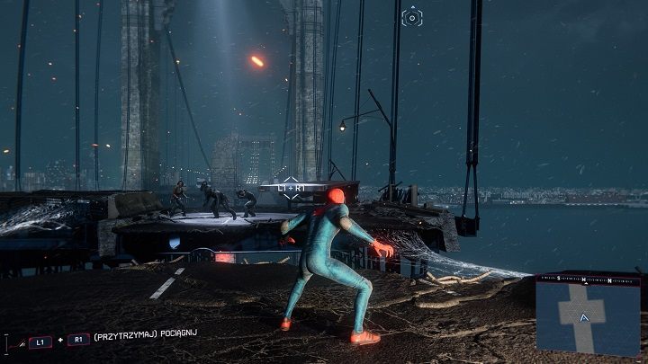Gdy wystartujesz z powrotem w górę, inna część mostu pęknie - Spider-Man Miles Morales: Czas działać - solucja, opis przejścia - Spider-Man Miles Morales - poradnik, solucja