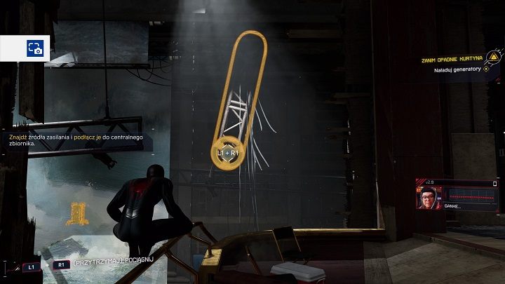Wciśnij R3 i znajdź mechanizm sterujący obrazem - Spider-Man Miles Morales: Zanim opadnie kurtyna - solucja, opis przejścia - Spider-Man Miles Morales - poradnik, solucja
