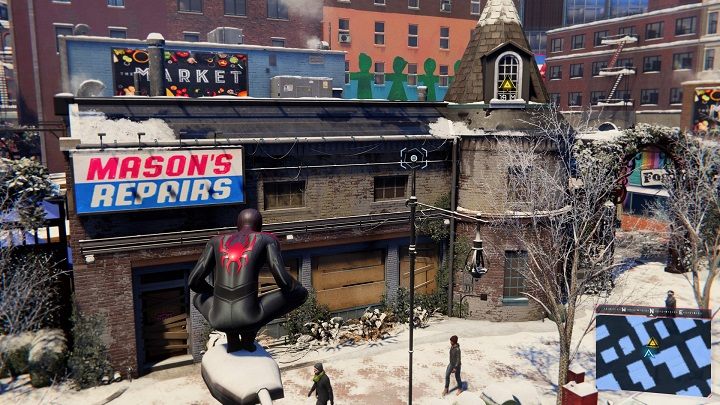 Gdy dotrzesz w wyznaczone miejsce wskocz przez okno wieży dachowej - Spider-Man Miles Morales: Ktoś nie wyłączył świateł - solucja, opis przejścia - Spider-Man Miles Morales - poradnik, solucja