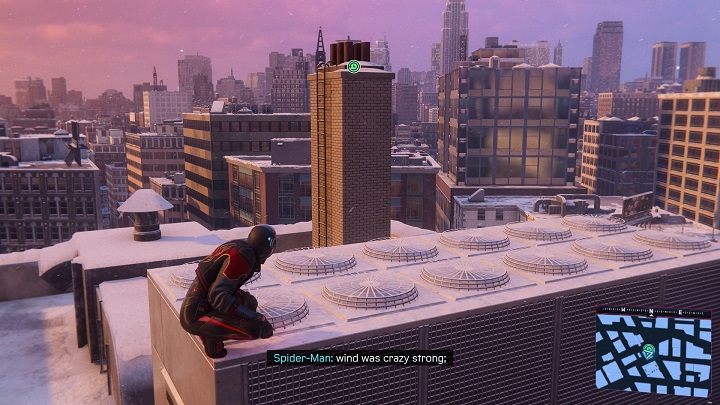 Pierwsza kapsuła znajduje się w kominie, na dachu budynku dzielnicy finansowej - Spider-Man Miles Morales: Kapsuły czasu - wszystkie lokacje, lista - Spider-Man Miles Morales - poradnik, solucja