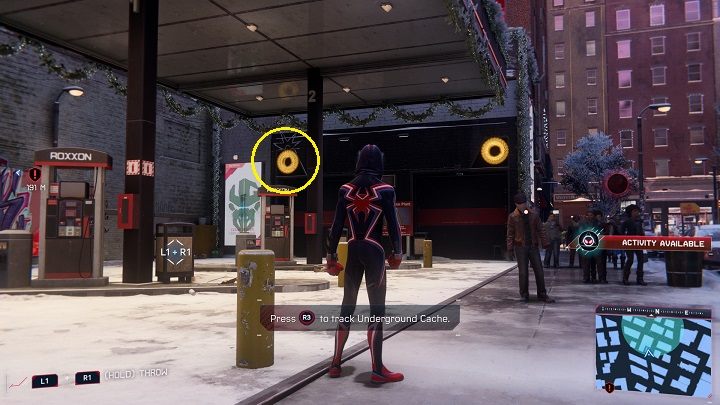 W tej dzielnicy odnajdziesz 4 skrytki Undergroundu, ich położenie opisaliśmy na osobnej stronie - Spider-Man Miles Morales: Greenwich - mapa, znajdźki, lokacje - Spider-Man Miles Morales - poradnik, solucja