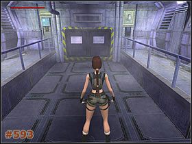 Na wprost Ciebie (stojąc za drzwiami) zobaczysz otwarte po przesunięciu dźwigni wrota - [Misja 28] Aquatic Research Area (cz.1) | Tomb Raider The Angel of Darkness - Tomb Raider: The Angel of Darkness - poradnik do gry