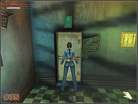 Przejdź przez metalowe drzwi [#35] w pomieszczeniu z urządzeniem, gdzie aktywowałeś windę - [Misja 02] Derelict Apartament Block | Tomb Raider The Angel of Darkness - Tomb Raider: The Angel of Darkness - poradnik do gry