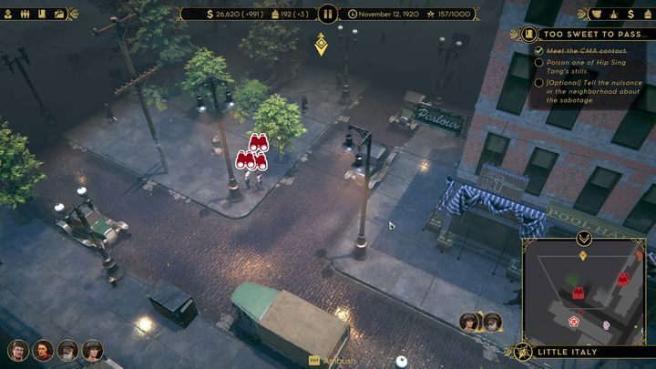 Po ulicach Chicago chodzą przedstawiciele gangów, jeśli są oni wrogo do Ciebie nastawieni, to zaatakują. - Empire of Sin: Walka - tury - Empire of Sin - poradnik do gry