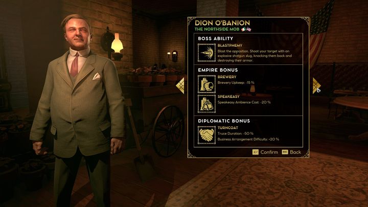 Dean OBanion jest postacią, która sprawdzi się niezależnie od tego, czy chcesz grać dyplomatycznie lub bardziej agresywnie - Empire of Sin: Dean OBanion - boss, charakterystyka - Empire of Sin - poradnik do gry