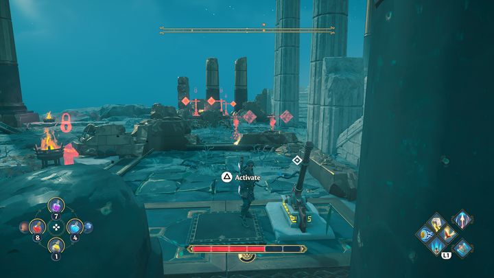 Zajmij się najpierw czerwonymi kamieniami, aby nie blokować sobie dostępu co tarcz - Immortals Fenyx Rising: Skrzynie (Gaj Kleosa) - mapa - Immortals Fenyx Rising - poradnik do gry