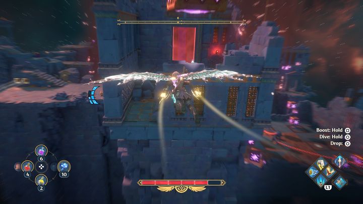 Finalnie poleć za kostką, która lecieć będzie w stronę czerwonych drzwi - Immortals Fenyx Rising: Szczęki Wojny - solucja, opis przejścia - Immortals Fenyx Rising - poradnik do gry