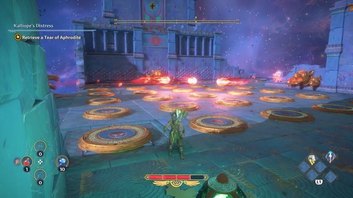 Dodatkowo nie pomaga fakt, iż strzelać w ciebie będą trzy posągi cerbera - Immortals Fenyx Rising: Wielka szkoda - solucja, opis przejścia - Immortals Fenyx Rising - poradnik do gry