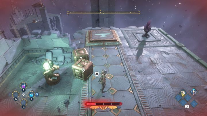 Po umieszczeniu dwóch bloków na platformie, uruchomisz podmuchy - Immortals Fenyx Rising: Wielka szkoda - solucja, opis przejścia - Immortals Fenyx Rising - poradnik do gry