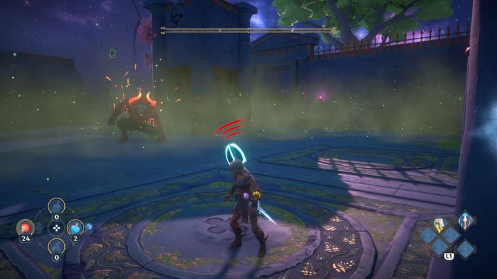 Ponownie, za zamkniętymi drzwiami, znajduje się przeciwnik, tym razem Minotaur - Immortals Fenyx Rising: Złośliwa bogini - solucja, opis przejścia - Immortals Fenyx Rising - poradnik do gry