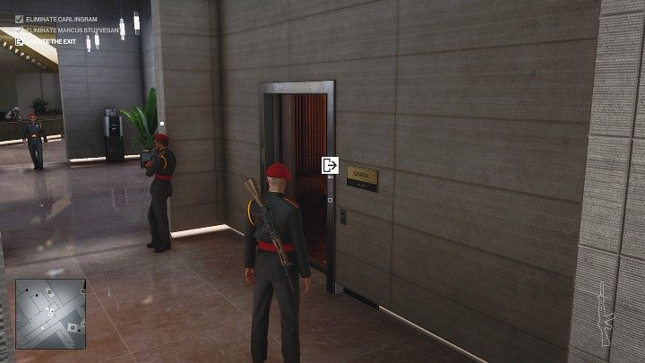 Po wyeliminowaniu obydwu celów (Carla Ingrama i Marcusa Styuvesanta), zejdź na trzecie piętro - Hitman 3: Mapa Dubaju (Burj Al-Ghazali) - jak opuścić? - Hitman 3 - poradnik, solucja